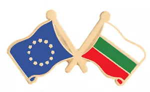 Bulgaria & European Union EU Flag Friendship Courtesy Gold Plated Pin Badge - Picture 1 of 3