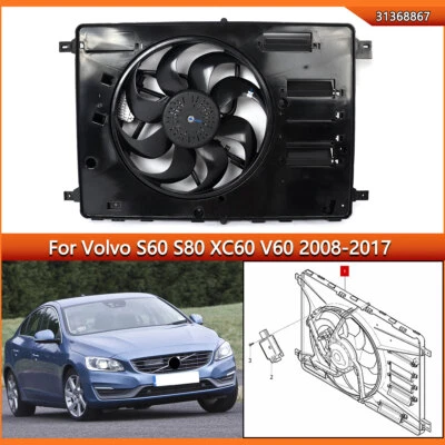 31368867 Engine Cooling Fan Assembly for Volvo S60 S80 XC60 XC70 Cross 2008-2017 - Image 1 of 4