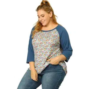 Agnes Orinda Women's Plus Size 3X Raglan Sleeves Floral Dressy Casual Peasant - Picture 1 of 3