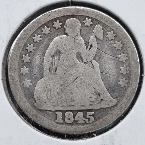 1845 Seated Liberty Dime 10c nice Early Date  #5992 Cover