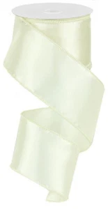 Solid Satin Wired Edge Ribbon - 2.5" x 10 Yards (Ivory) - RG197733 - Picture 1 of 1