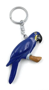 Hecho a Mano Madera Llavero Papagayo Pájaro Perico Zuchtvogel Azul Colgante - Imagen 1 de 5