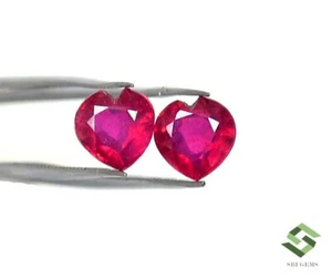 Par de piedras preciosas sueltas en forma de corazón de rubí natural de 7x7 mm 3,34 CTS Mozambique GF - Imagen 1 de 8