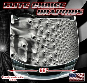 Stretchy Skulls Vinyl Hood Wrap Bonnet Decal Sticker Graphic - Picture 1 of 1