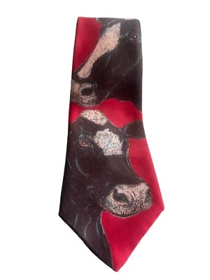 Corbata de Colección Ralph Marlin Estampado Vaca Lechera Años 90 Blaine Heilman Hombre’s Novedad Foto 1 de 4