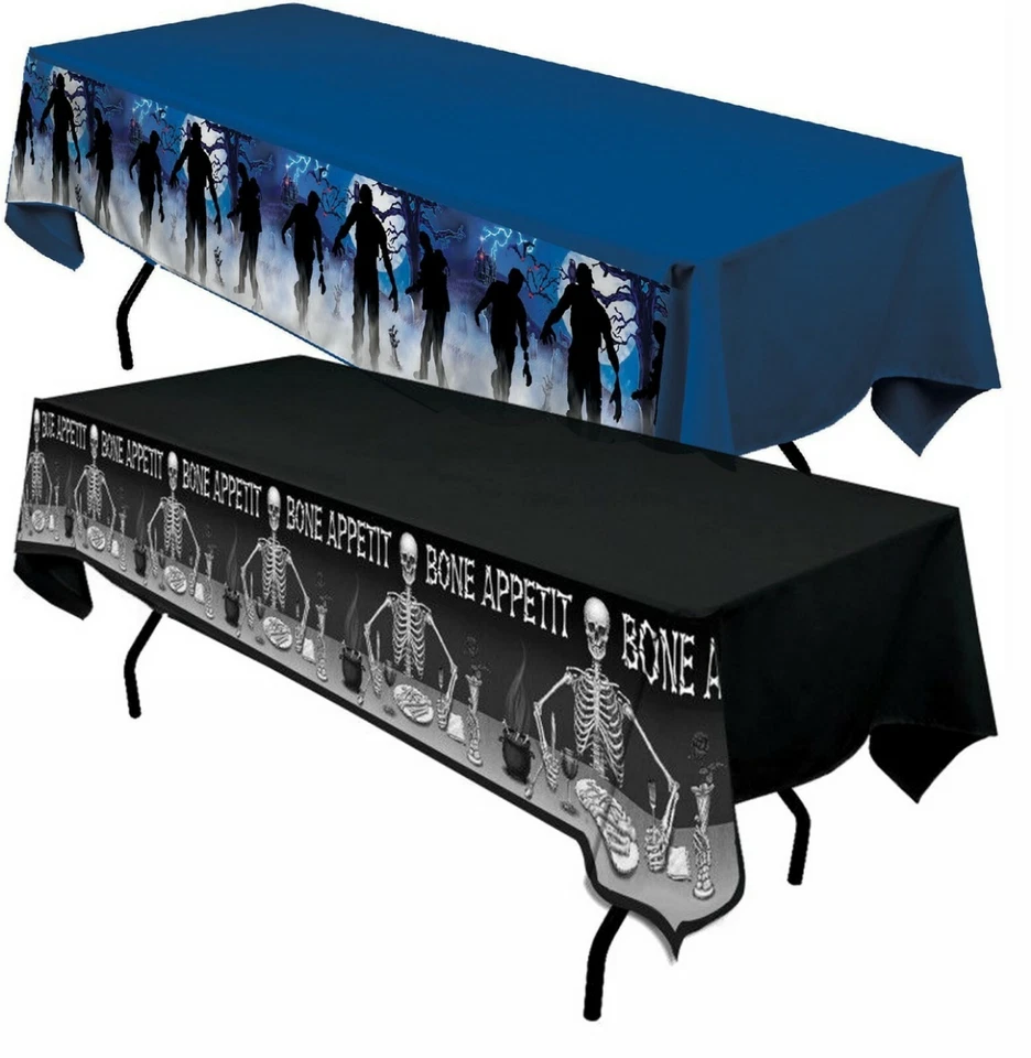 Mantel de decoración de fiesta de Halloween zombi esqueleto hueso apetito  Foto 1 de 1