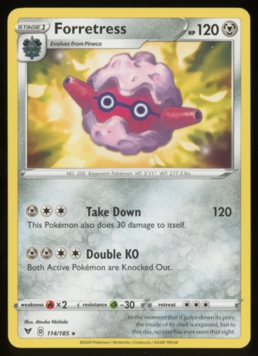 Pokemon Card TCG SWSH Vivid Voltage Forretress 114/185 Non-Holo Rare - NM - Image 1 of 1