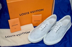 Louis Vuitton Trocadero Line White Leather Monogram Size 12 Low Tops ~CCF2#53 - Picture 1 of 16