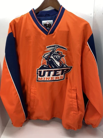 58 Sports University Of Texas El Paso UTEP MINERS Pullover Windbreaker Lined Med Cover