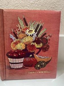 Vintage Self-Adhesive Photo Album Needlepoint Flowers Fall Holiday - Picture 1 of 6