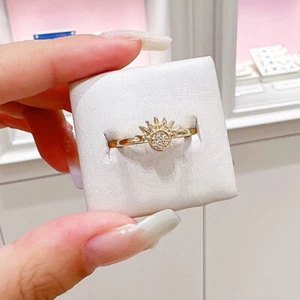 Personality Simple Opening Adjustable Sun And Moon Ring Overlapping Wear Rin LEI - Picture 1 of 11