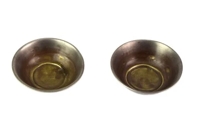 Paire De Laiton Vintage Kitchen Bol Traditionnel Plat Portion Bol. G66-1264 - Photo 1/4