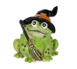 Miniatura Hadas Jardín Halloween Brillo Bruja Rana con Escoba - Compra 3 Ahorra $5 - Imagen 1 de 1