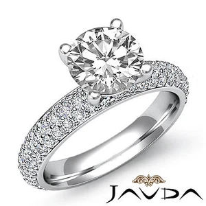 3 Row Pave Shank Round Diamond Engagement Eternity Ring GIA I SI1 Clarity 2.08Ct - Picture 1 of 12