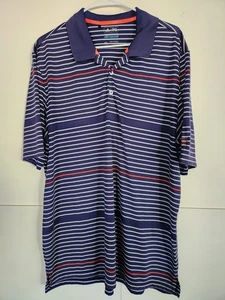 Adidas ClimaCool Navy Blue Orange Gray Striped Golf Polo Shirt XL - Picture 1 of 4