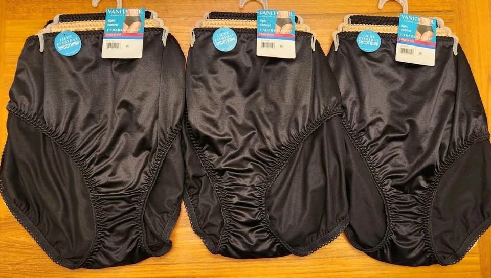 Vanity Fair Radiant Womens Hi-Cut Underwear Panties 3-Pair Nylon Blend (C) 3XL