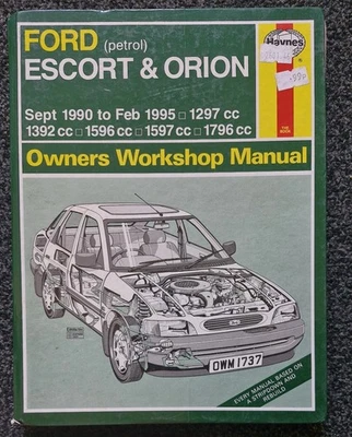 Haynes Manual [1737] Ford Escort and Orion Sept 1990 To Feb 1995 Petrol HARDBACK - Image 1 of 4