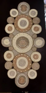 Pier 1 Imports Beaded Table Runner Gold Silver Circles 15 x 31 " Ornate Heavy - Picture 1 of 5