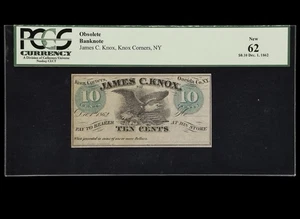 1862 NEW YORK Knox Corners 10c Civil War James C Obsolete Banknote Currency PCGS - Picture 1 of 5