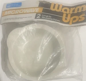 Anchor Hocking Vintage Warm Ups Microwave And Oven Cream Bowls Set Of 2 NOS - Picture 1 of 3