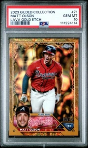 2023 Gilded Collection Matt Olson Lava Gold Etch /10 PSA 10 Pop 2 - Picture 1 of 2