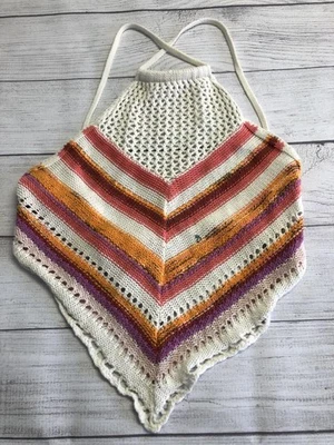 Женская майка American Eagle средний размер богемный фестиваль с бретелью через шею вязаная крючком - Изображение 1 из 4