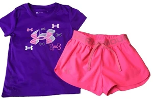 UNDER ARMOUR Girls size 6 Y S SHIRT SHORTS OUTFIT - Picture 1 of 5