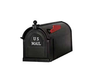 Black Post Mount Mailbox, Large, Keeps Mail Dry, Heavy Duty for Rural - Picture 1 of 7