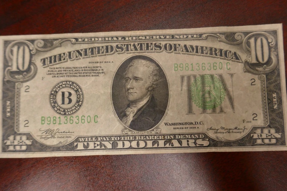 1934 A $10 Federal Reserve Note ** PAPER CURRENCY AUCTIONS #255 - Image 1 of 2