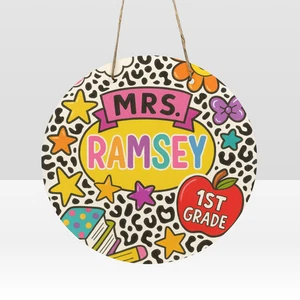 Personalized Teacher Door Hanger, Custom Classroom Decor, Teacher Name Sign - Picture 1 of 6