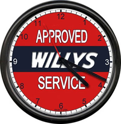 OFF THE WALL CLOCKS Red Willys Jeep Sales Parts Service Dealer Automobile Retro Car Sign Wall Clock