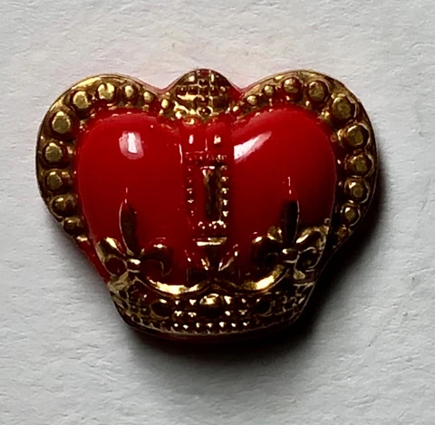 Red Crown Vintage Satin Glass Button - NBS Small Cover