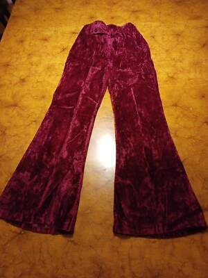 True Vtg Mid-century 1960s 1970s Girls Crushed Velvet Bell Bottoms Pants Mod - Image 1 of 4
