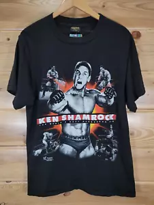 Vintage WWF Men T Shirt Large Ken Shamrock Double Sided 1998 Rap Tee Style Black - Picture 1 of 11