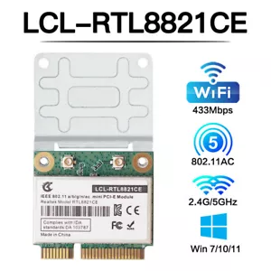 Realtek RTL8821CE mini PCI-E WiFi Bluetooth Card Dual Band 802.11abgn/ac Windows - Picture 1 of 9
