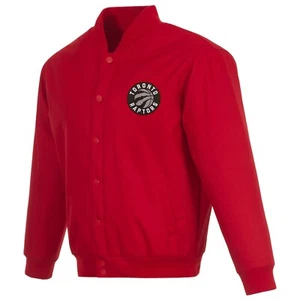 NBA Toronto Raptors Jackets Poly Twill Jacket One Front Patch Logo JH Design Red - Bild 1 von 3