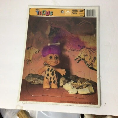 Russ Trolls Quadro Bandeja Quebra-cabeça Dourado Selado Vintage 1992 12 Peças Cabelo Roxo - Imagem 1 de 4