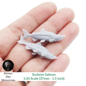 Sockeye Salmon - 1:24 Scale miniature fish by Animal Den Miniatures (2 pieces) - Picture 1 of 5