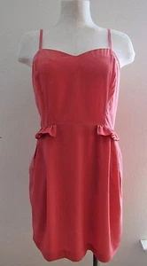 Forever 21 Coral Salmon Pink Short Sheer Dress Size Medium Sides / Waist Ruffle - Picture 1 of 10