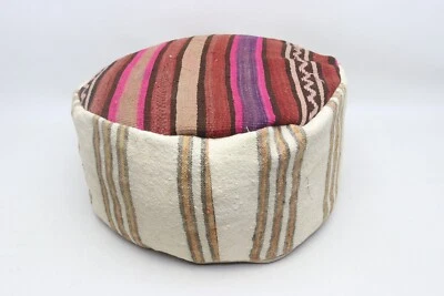 Funda Almohada Suelo Otomana Redonda Kilim, Estilo Marroquí Kilim Puf Código 1 Foto 1 de 4