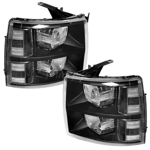 Black Housing Headlights Left & Right For 2007-2013 Chevy Silverado 1500 2500 HD - Bild 1 von 12