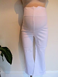 MAMAS MATERNITY WHITE STRETCH CROPPED SMART TROUSERS SIZE 10 12 14 16 BNWT - Picture 1 of 3