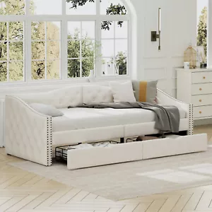 Tagesbett Schlafsofa 90x200cm Sofabett Polsterbett Bett mit Bettkasten Gästebett - Bild 1 von 10