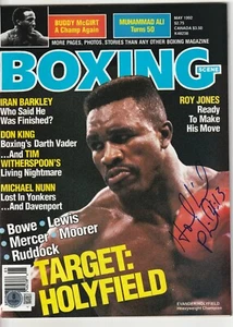 EVANDER HOLYFIELD Signed 5/92 BOXING SCENE Beckett Auth (BAS) - Picture 1 of 2