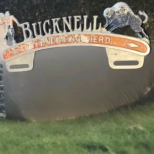1940-50s ALUMINUM BUCKNELL BISONS THUNDERING HERD FOOTBALL LICENSE PLATE TOPPER - Picture 1 of 9