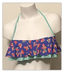 NWT JUNIOR'S BONGO PURPLE ROSE FLORAL FETE FLOUNCE BIKINI TOP MEDIUM MSRP $38.00 - Picture 1 of 7