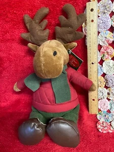 Moose Plus Toy by Papel Giftware, S. Clause & Company Red Shirt Green Scarf Pant - Picture 1 of 10