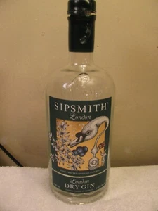 Botella estilo boticario de ginebra seca Sipsmith London transparente VACÍA 10" de alto - Imagen 1 de 6