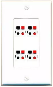 4 Port 1 Gang Jack Face Cover Coupler 4 SPEAKER Wall Plate - Picture 1 of 1