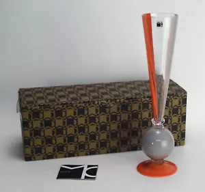 Carlo Moretti Champagne Flute Orange Gray Signed - Picture 1 of 13